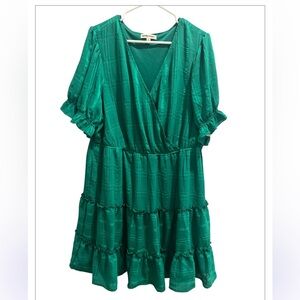 Inspired Hearts Green 3X Short Sleeve Midi Dress